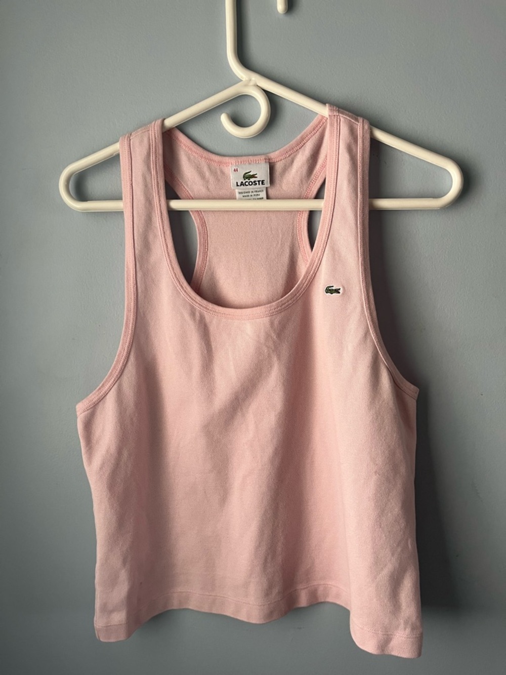Lacoste Light Pink Cotton Racerback Scoop Neck Tank Top Size 44 US XL